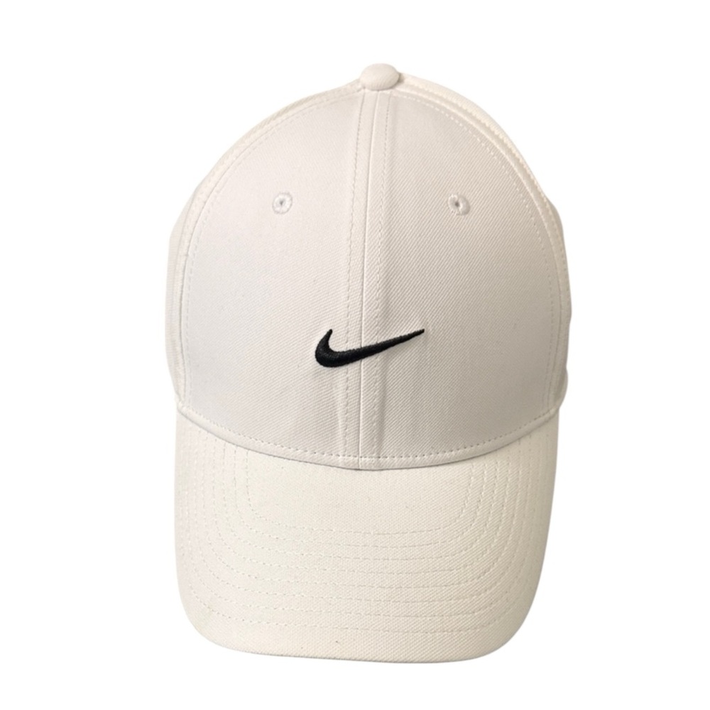 NIKE Classic White Hat with Black Swoosh -- Adjustable strap